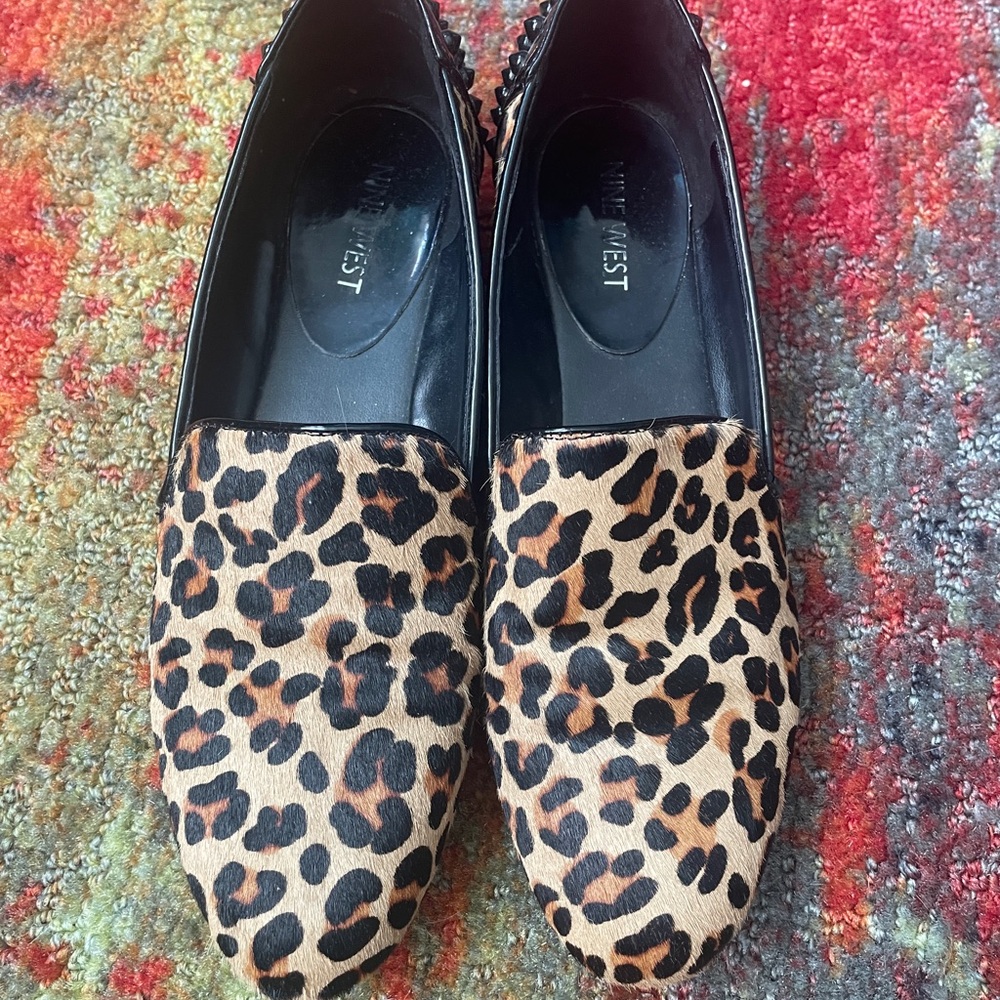 Nine West Leopard Print Flats Brown and Black